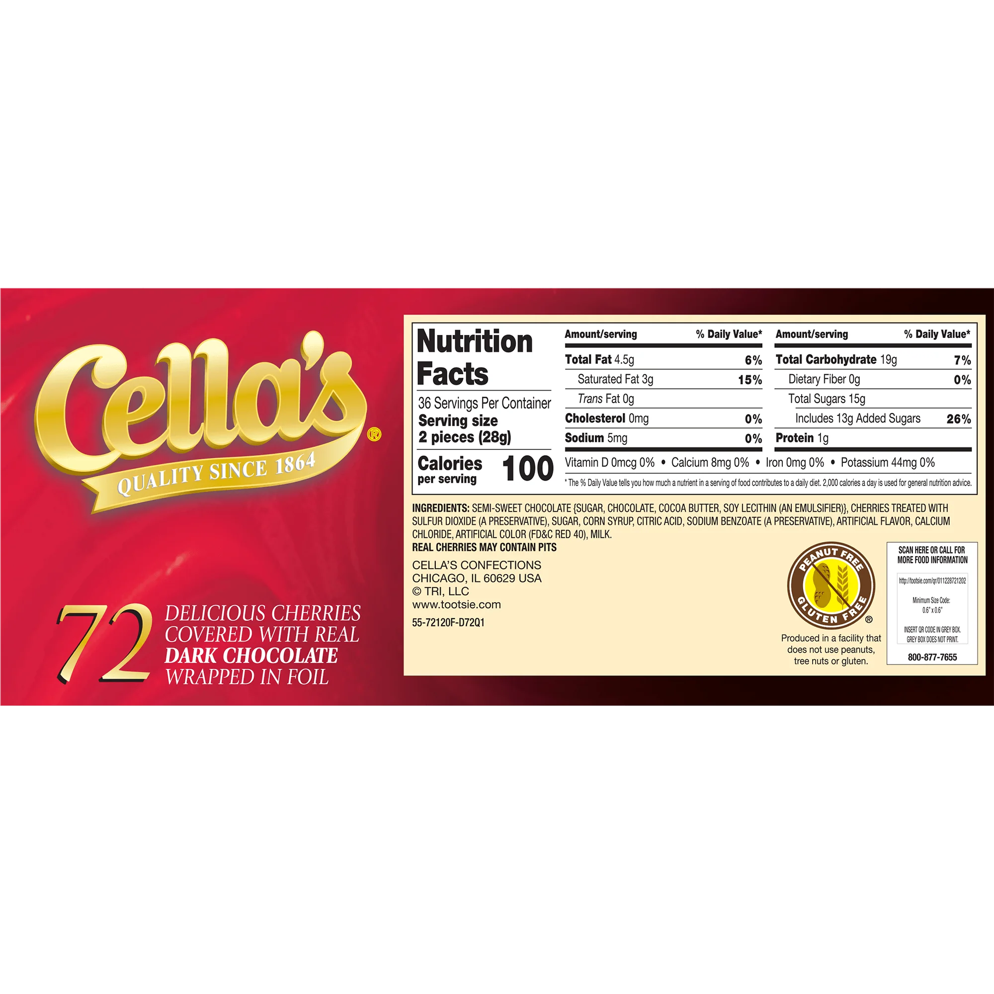 Cella's Dark Chocolate Covered Cherries Individually Wrapped  (2.25 lb / 72 ct. Box) - Image 3