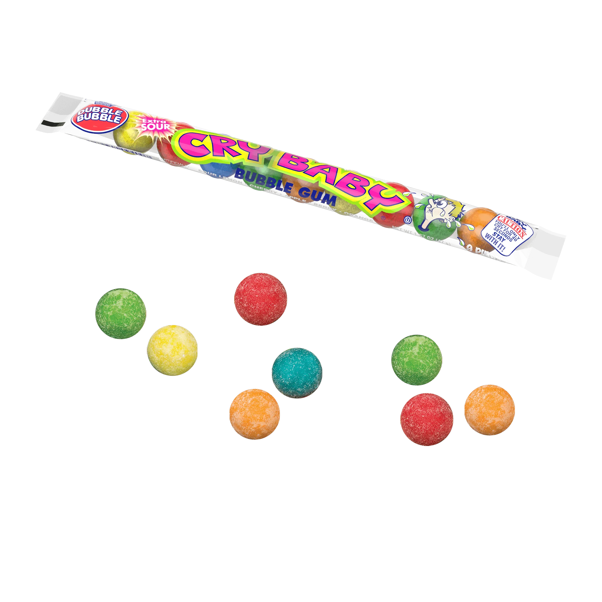 Cry Baby Extra Sour Assorted Bubble Gum (1.6 oz. / 9 ct. Tube) - Image 3