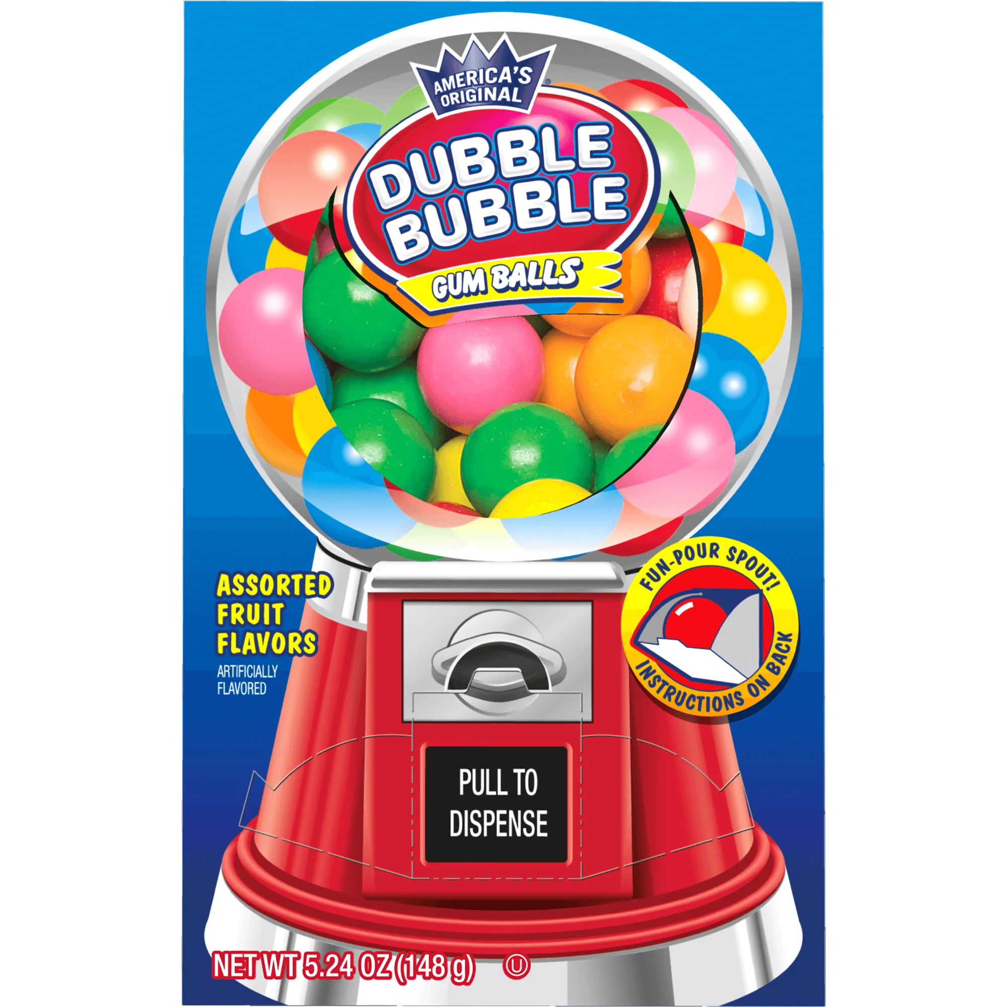 Dubble Bubble Assorted Fruit Flavors Gumball Machine Box (5.24 oz. Box) - Image 3