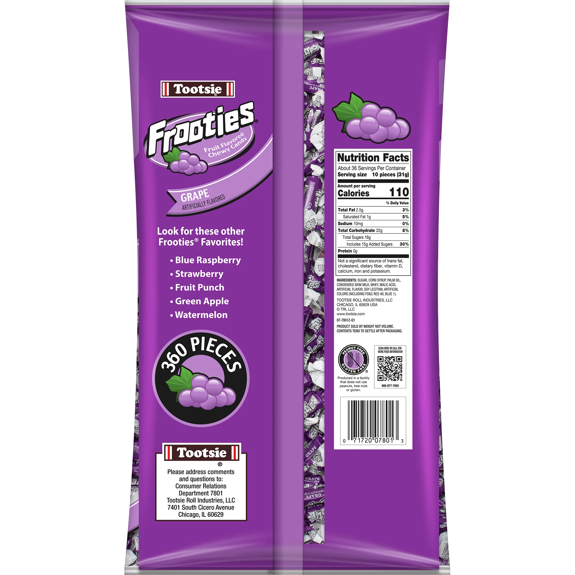 Frooties Grape Chewy Candy (38.8 oz. / 360 ct. Bag) - Image 3