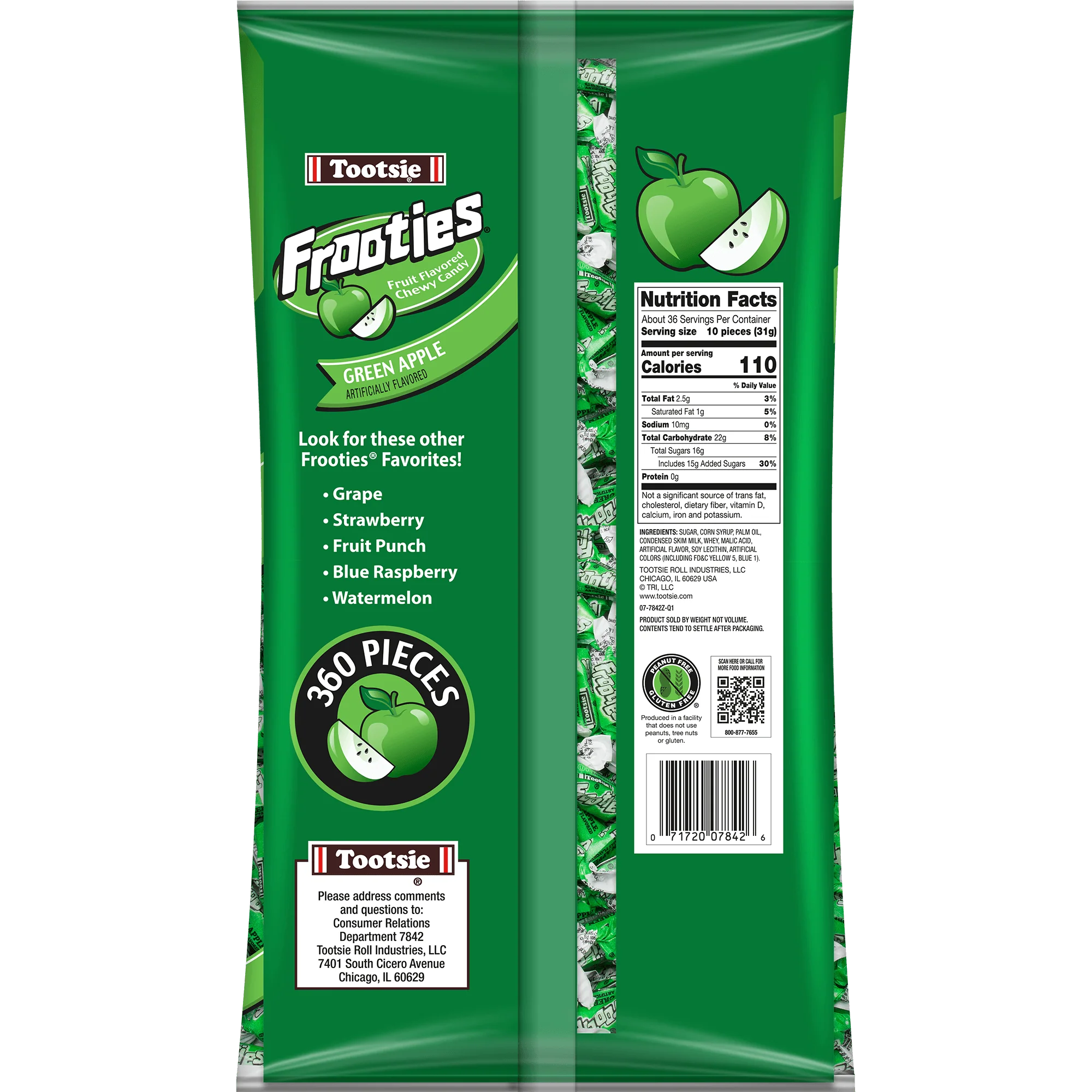 Frooties Green Apple Chewy Candy (38.8 oz. / 360 ct. Bag) - Image 3